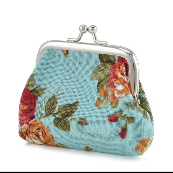 Handbags - 🌸 Floral Canvas Coin Purse – Vintage Kiss Lock Style
